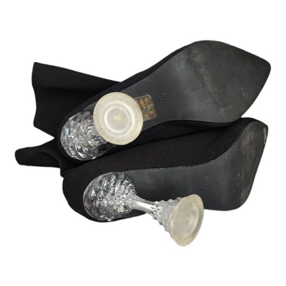 Azalea Wang Black Stretchy Bootie Spool clear High heels US size 7.5 - Picture 7 of 10